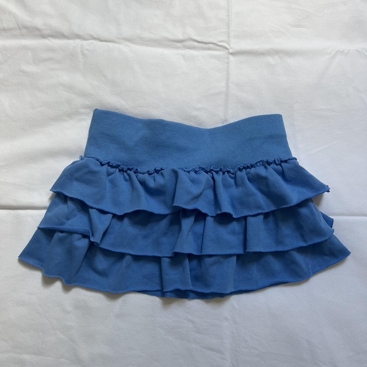 Super cute blue mini skirt with ruffle layers and... - Depop