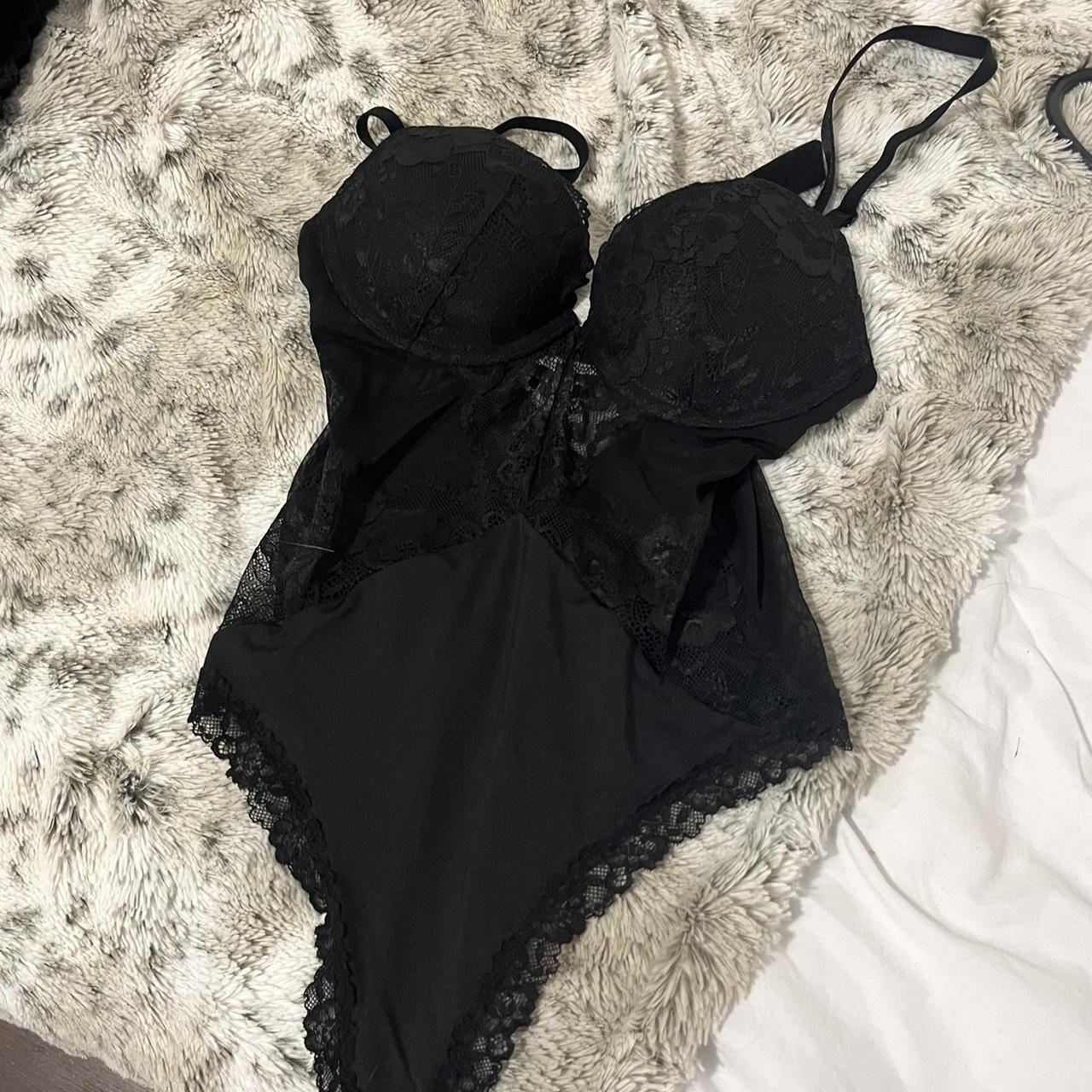 H&M black lace bodysuit lingerie with padding. I’m... Depop