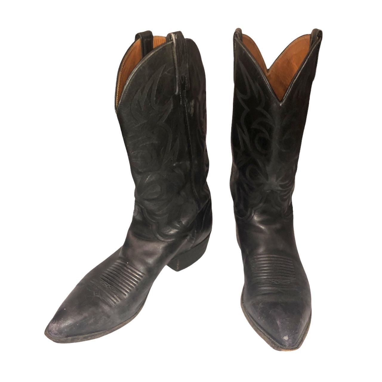 used black mens vintage cowboy boots. has a lot of... - Depop