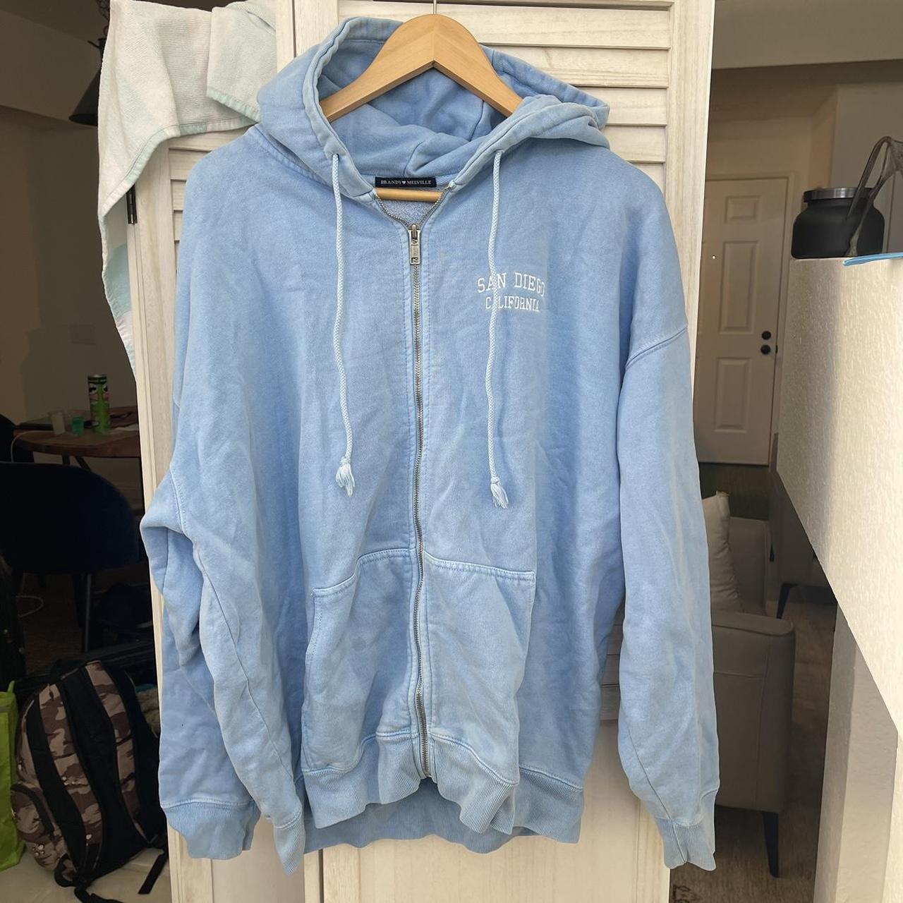 Brandy Melville Women's Blue Hoodie Depop