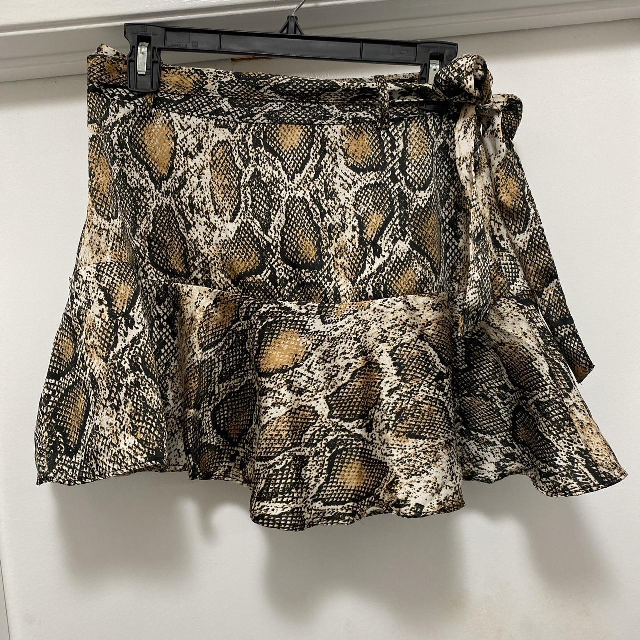 ZARA SNAKESKIN MEDIUM BROWN TAN HIGH WAIST TIE