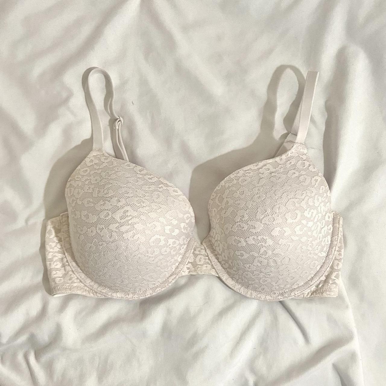 white lace cheetah print bra from PINK by victoria's - Depop