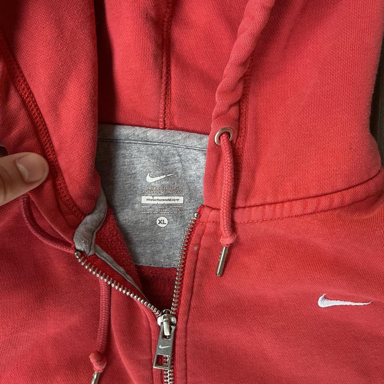 Y2K Essential Red Nike Zip Hoodie tgged XL fits... Depop