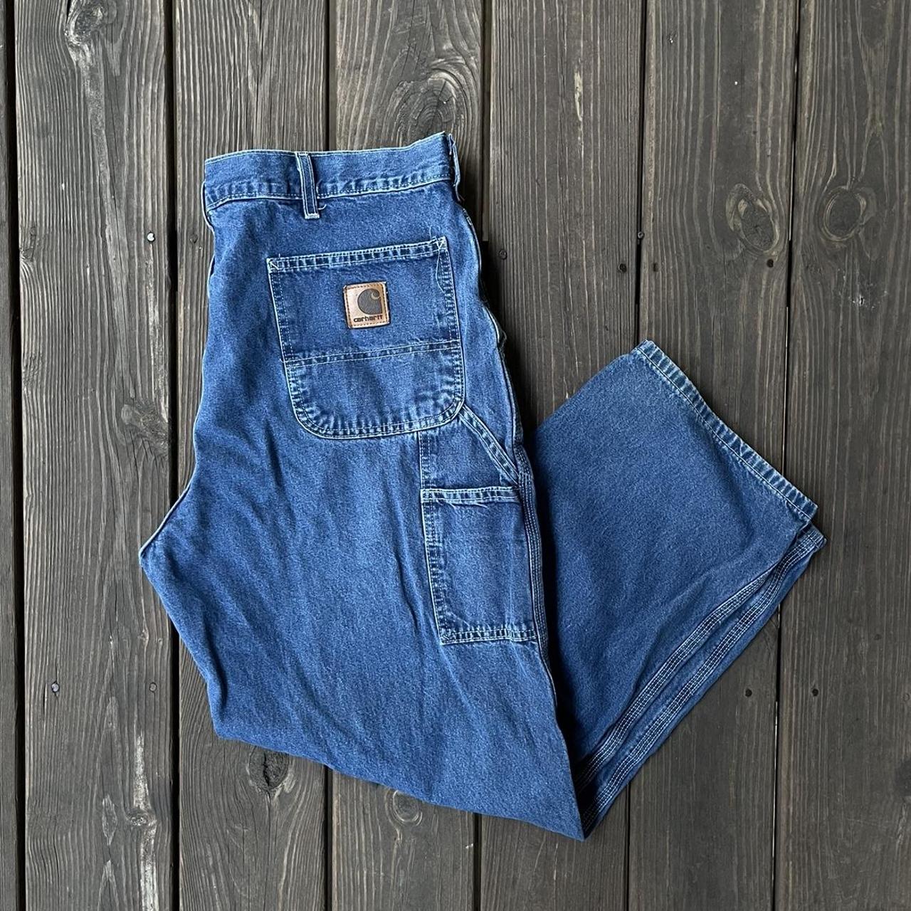 Vintage Carhartt Carpenter Jeans Big Patch -... - Depop