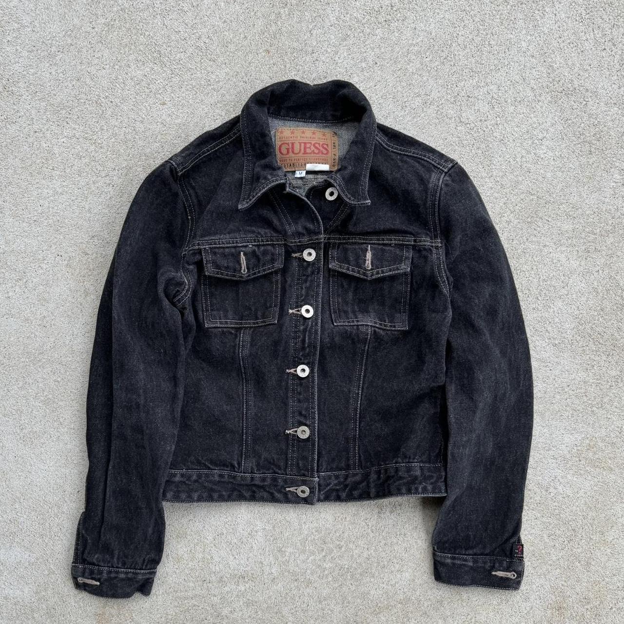 Guess black denim jacket on sale womens