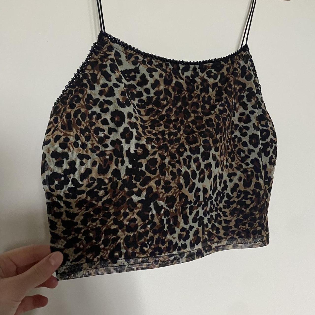 urban leopard print mesh cami , lace detailed on the