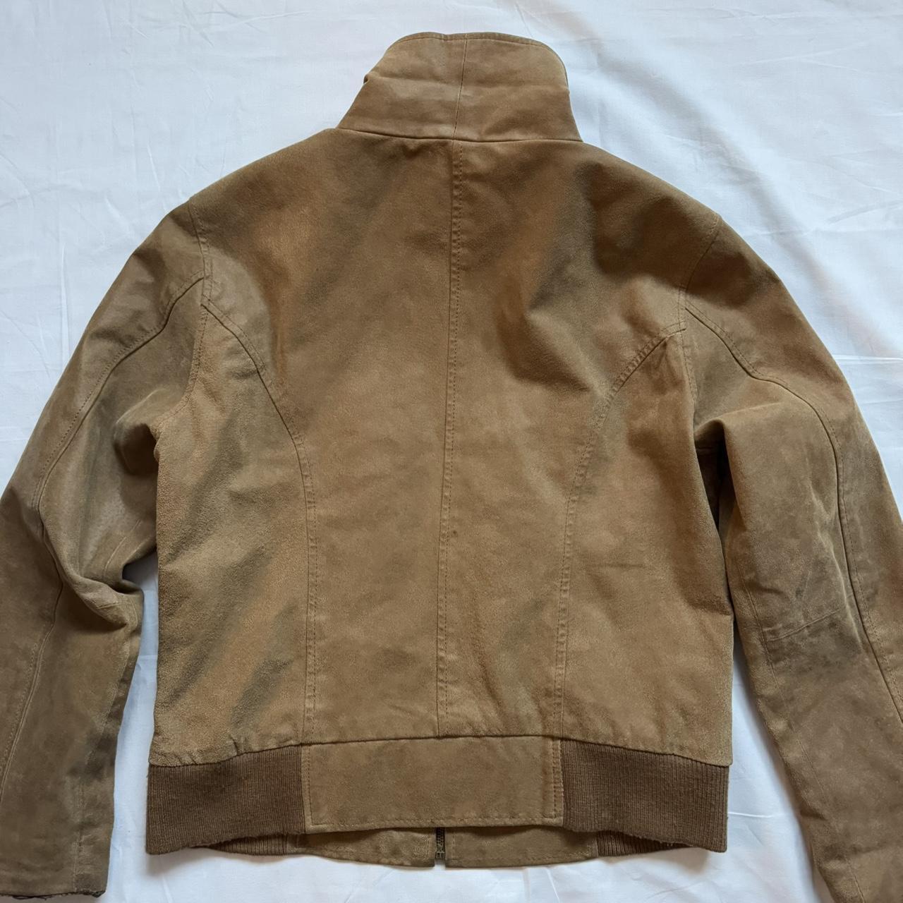 Vintage Real Suede Leather Zip Jacket Beige Size - Depop