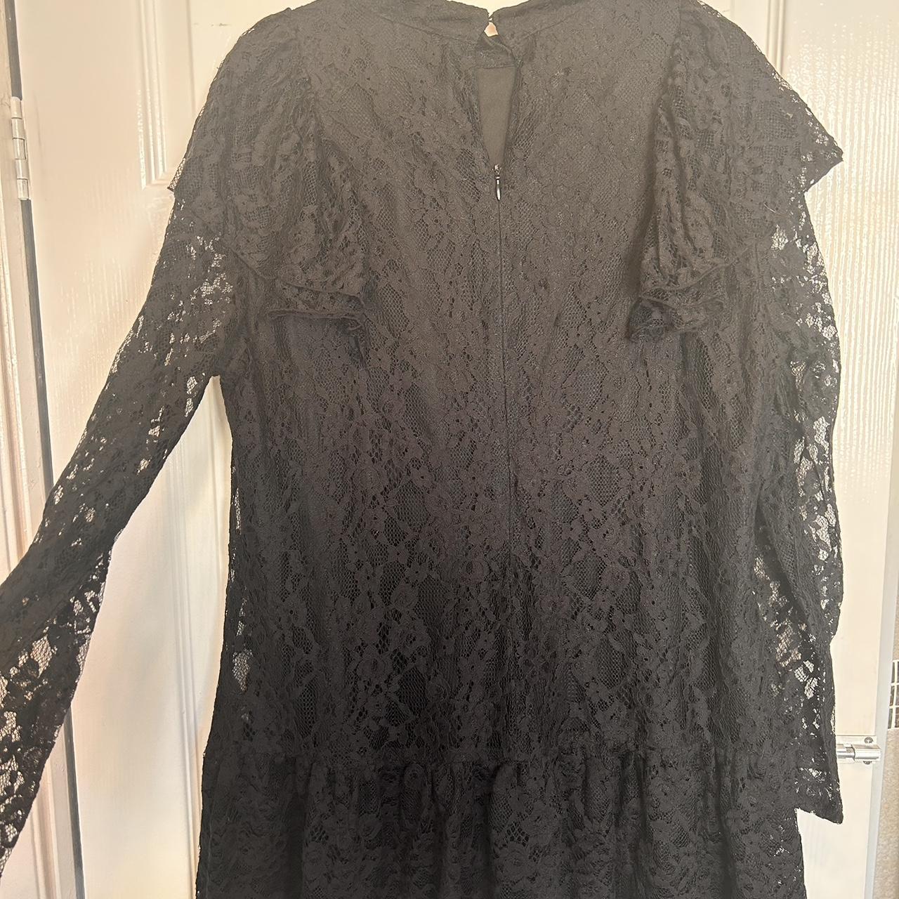 Zara black long sleeve playsuit lace- size large... - Depop