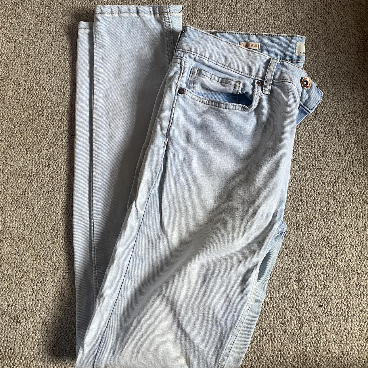 Top man light blue skinny jeans. Slight discolouration - Depop