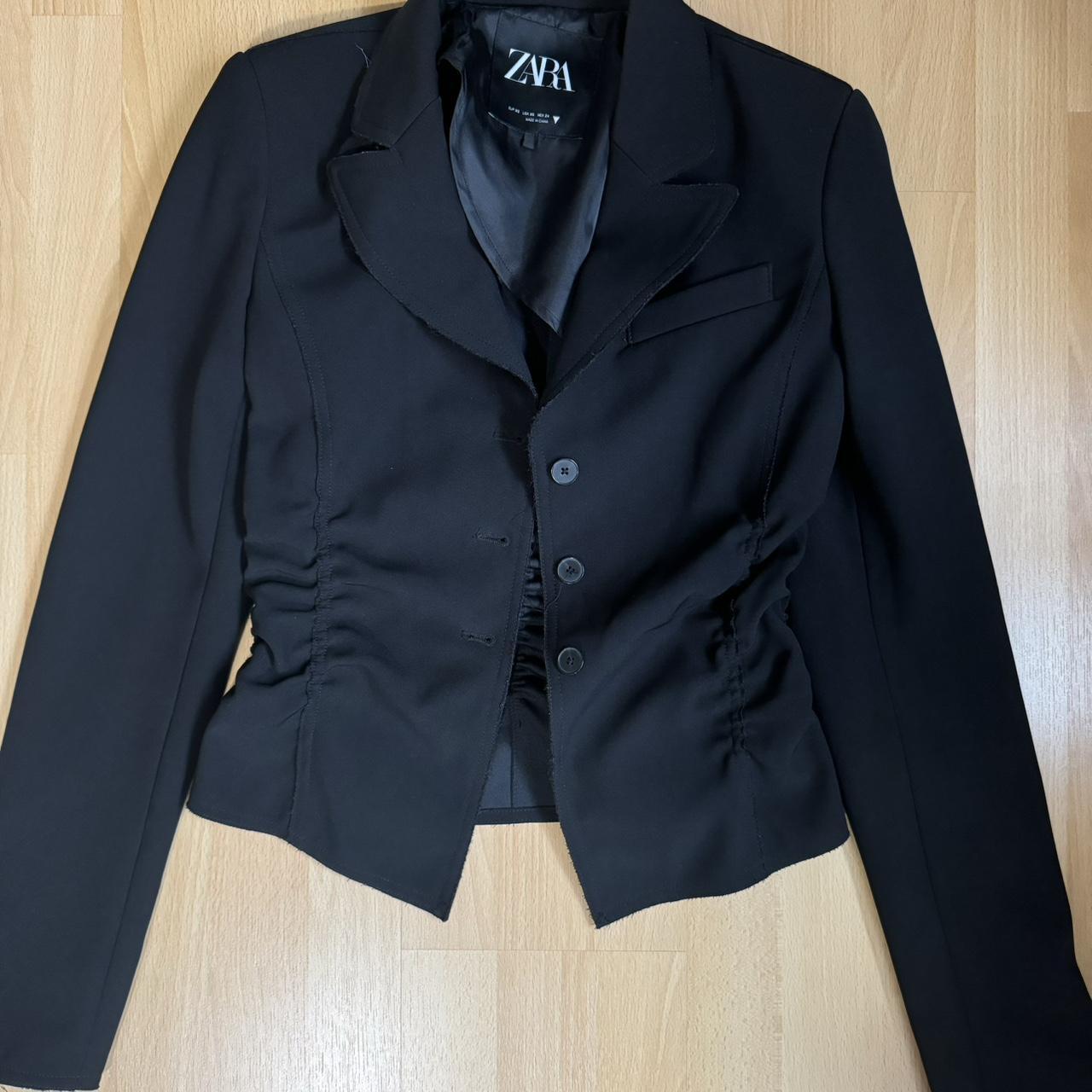 zara ruched blazer — size xs, black 🖤 Depop