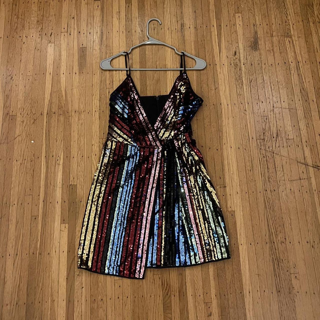 NWT BCBG Maxazria Sequin Sparkly Mini Dress Rainbow. Depop