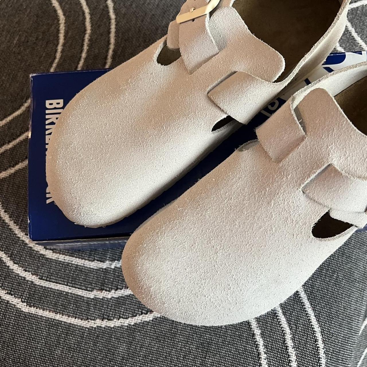 birkenstock london suede antique white in a EU 40... - Depop