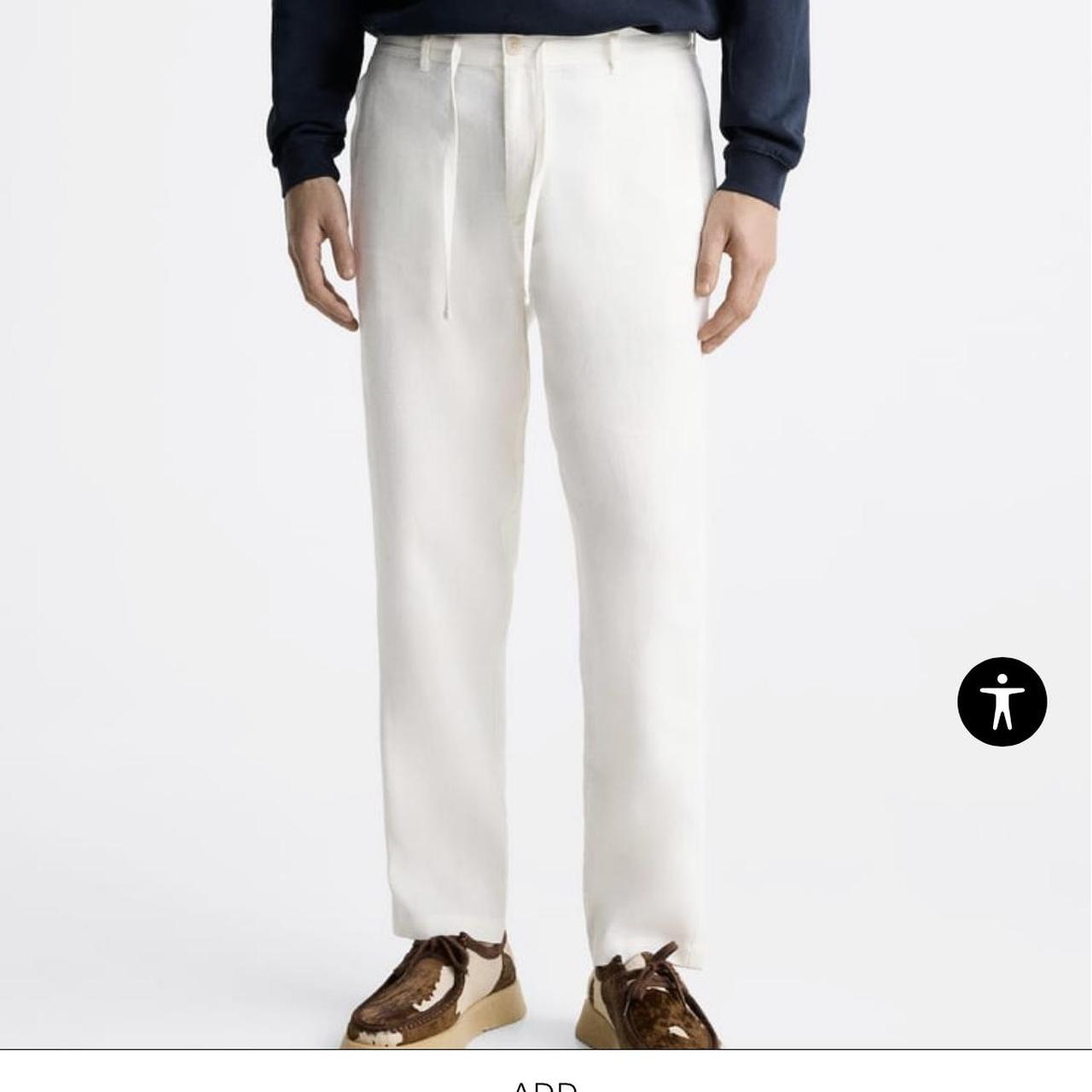 Zara White Linen/Cotton Trousers BRAND NEW WITH... Depop