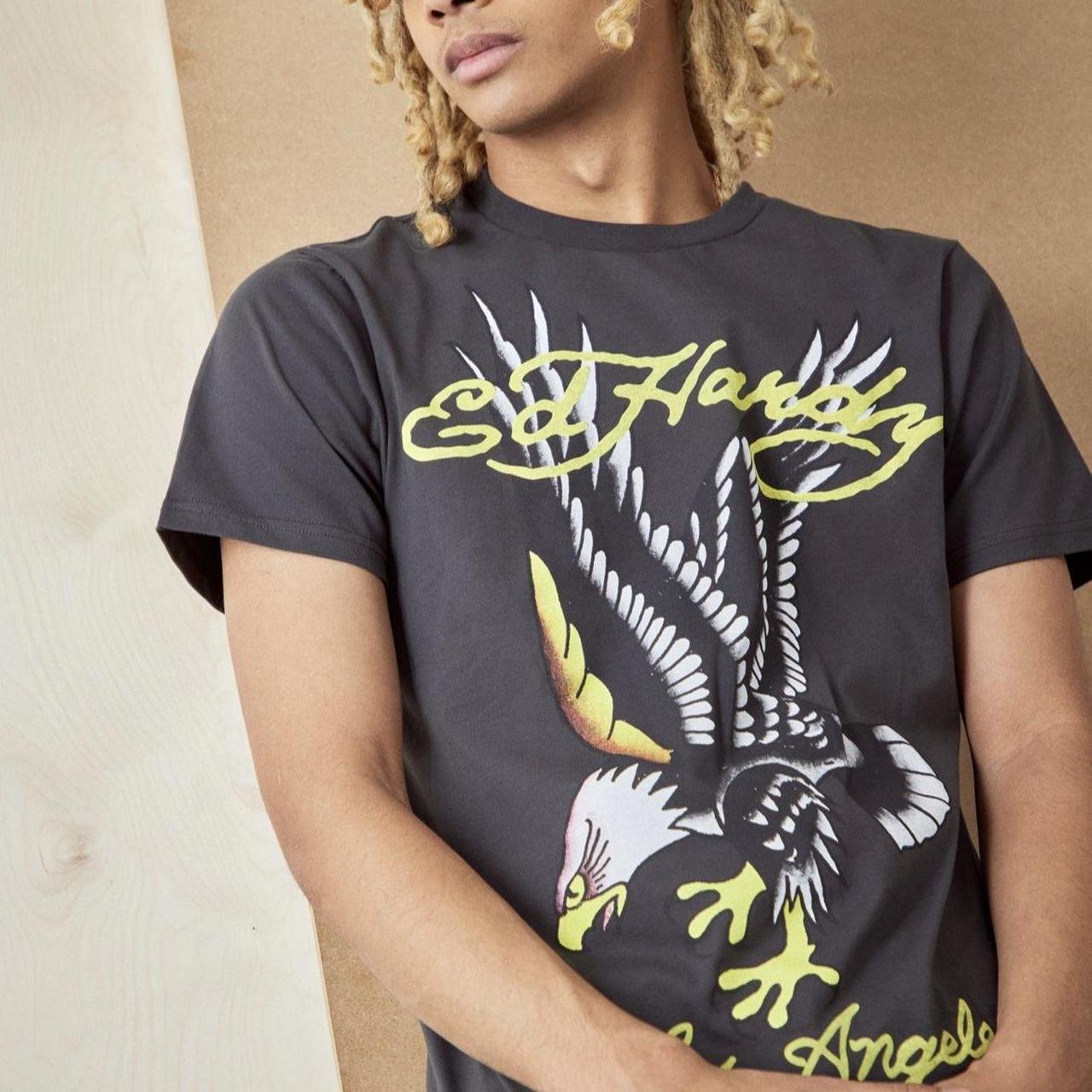 Ed Hardy Charcoal glide eagle T-shirt Brand new with... - Depop