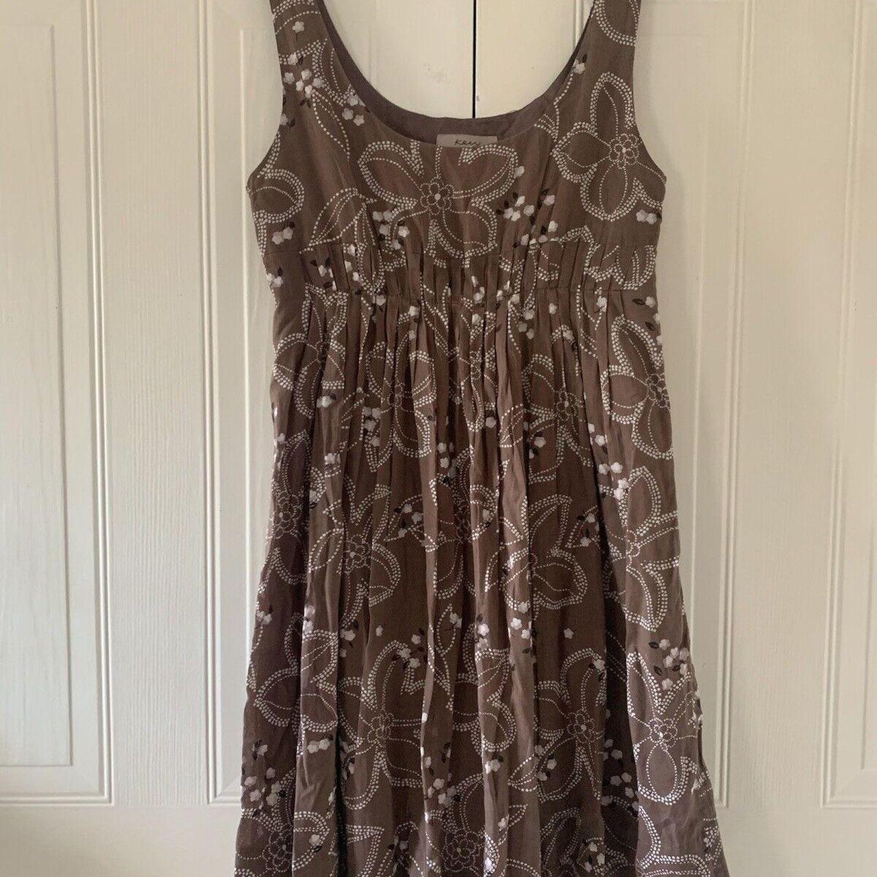 Brown & cream floral dress size 10 Kew. - Depop