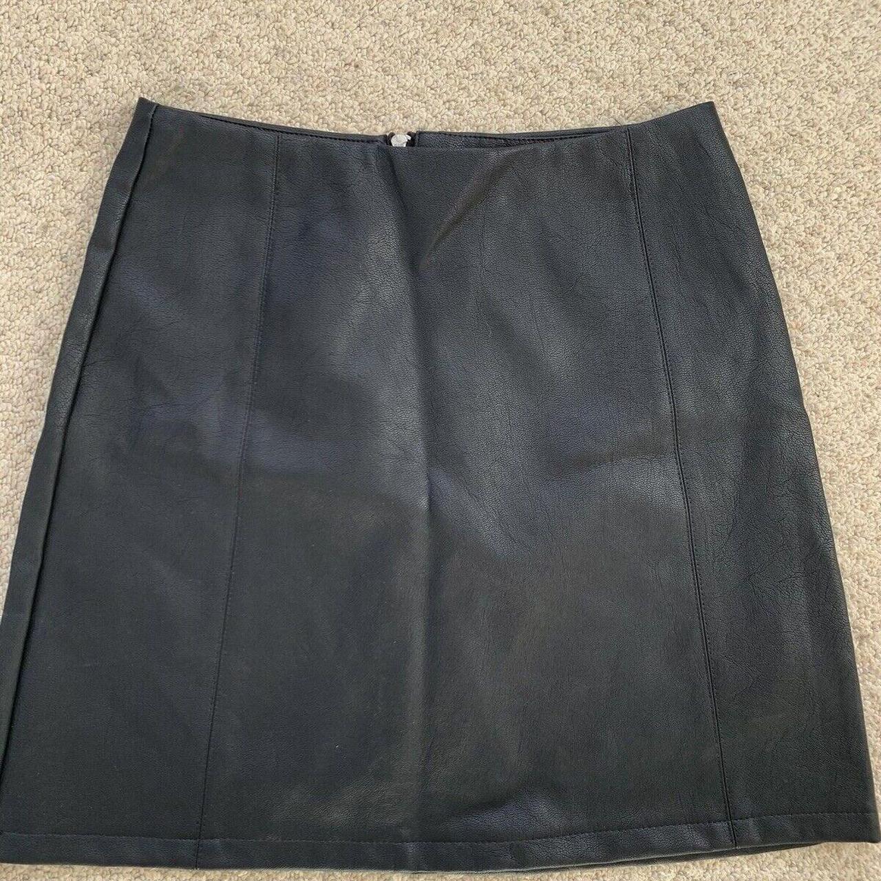 Black faux leather mini skirt size 8 Primark. - Depop