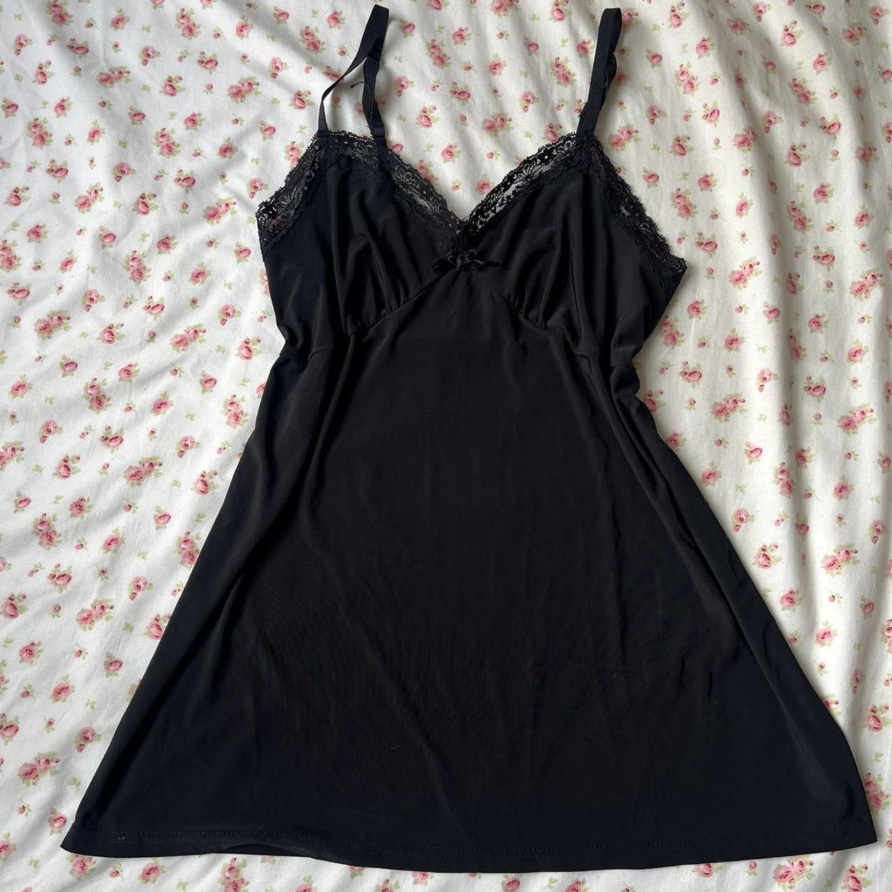 black mini slip dress this adorable and flattering... - Depop