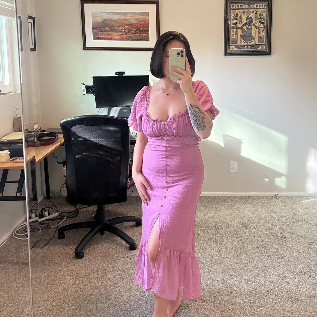 Rose pink midi dress. Perfect for a tea party! I... - Depop