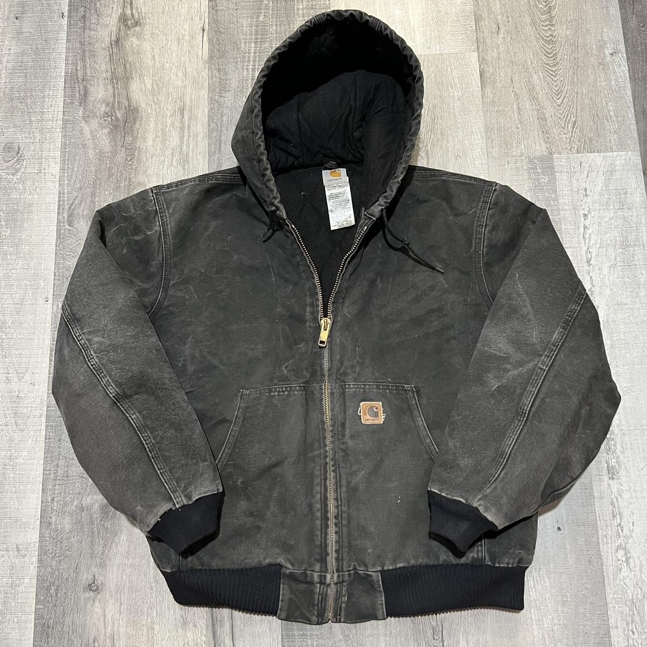 VTG Carhartt J130 Faded Black Full Zip Heavy Canvas... - Depop