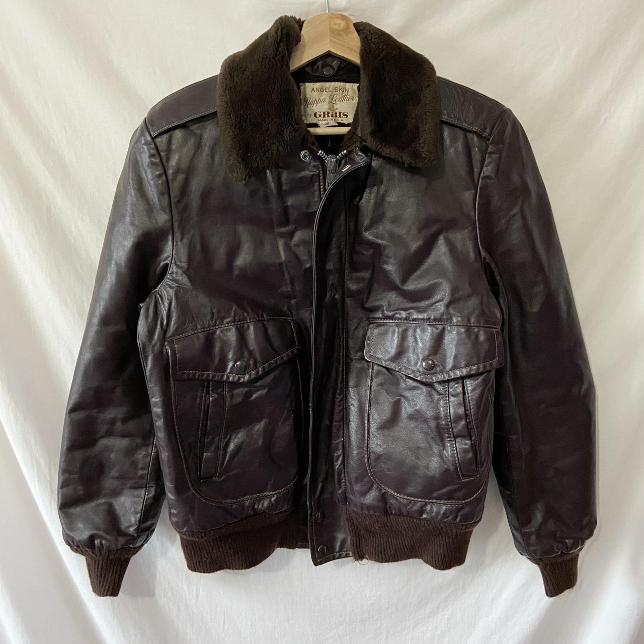 Vintage leather bomber flight jacket Some wear is... - Depop