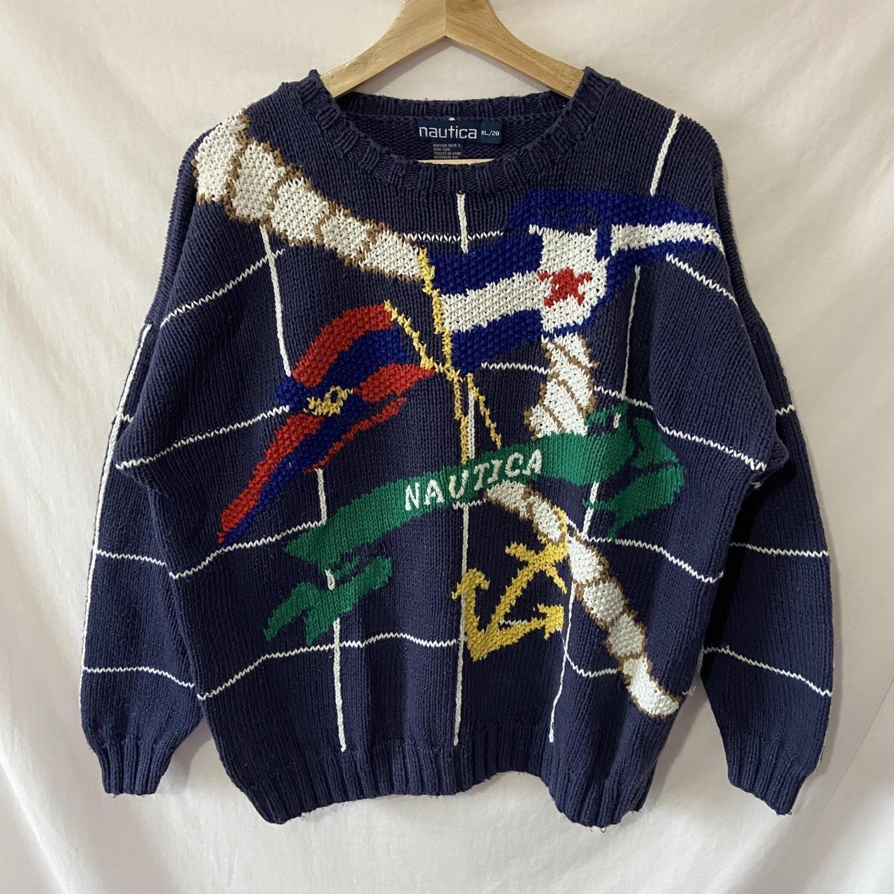 Vintage 90s Nautica knit sweater Has some small... - Depop