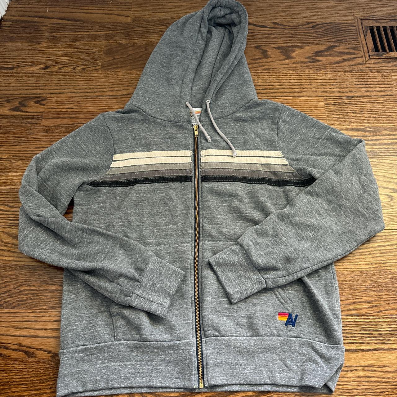 AVIATOR NATION gray 5 stripe zip up - Depop