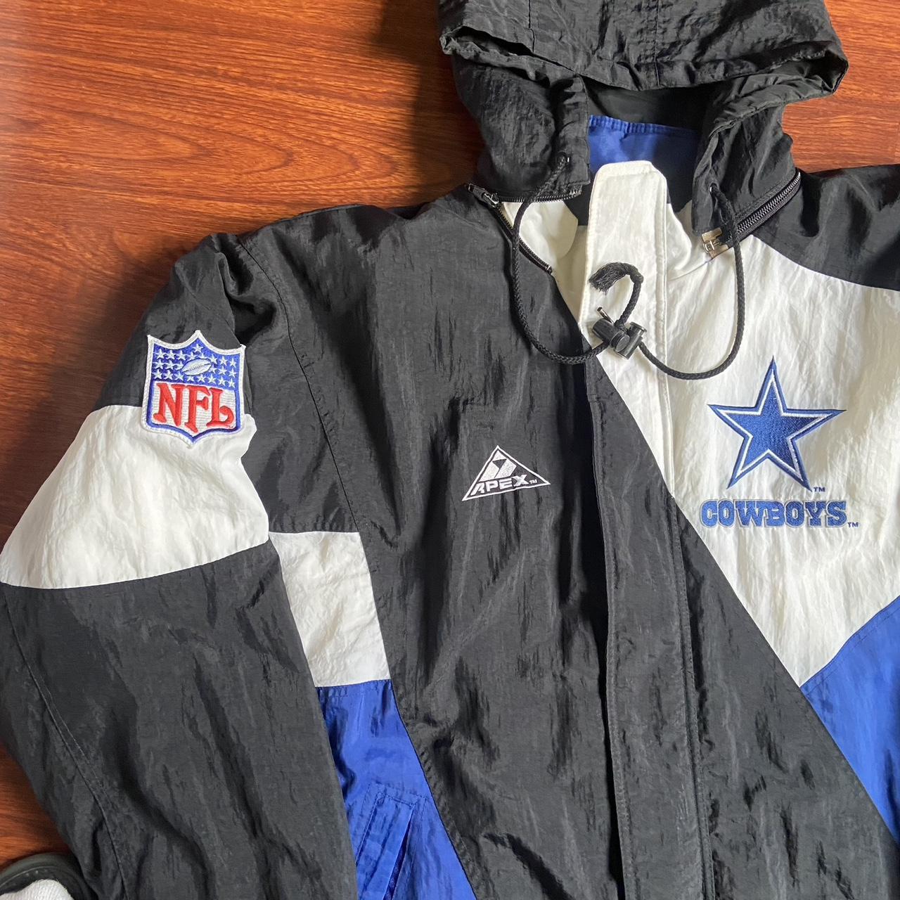 Mens Nfl Dallas Cowboys Vintage Jacket Blue Silver Gray Size Medium