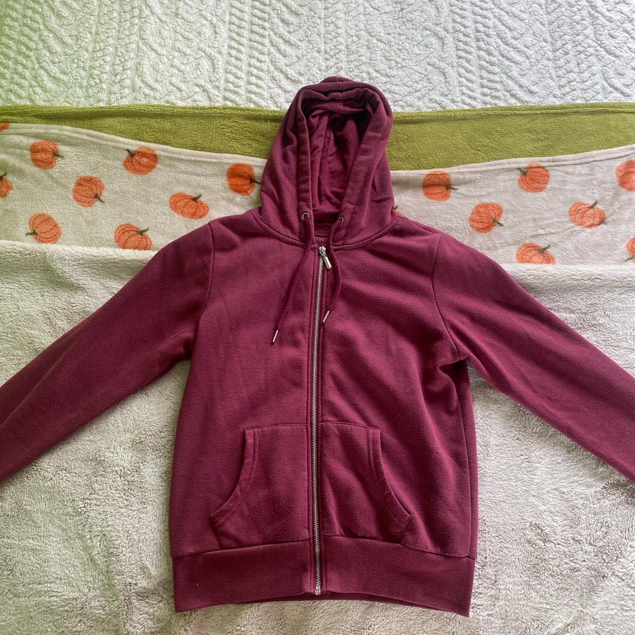 Burgundy Primark Zip-Up Hoodie Size 12 (would fit a... - Depop