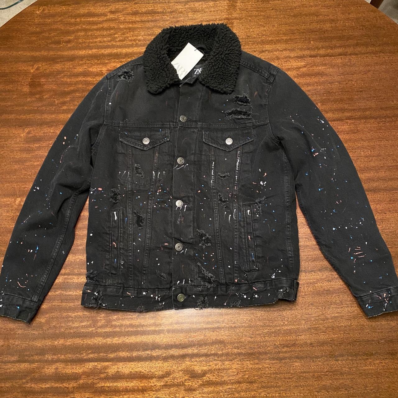 Brand NWT Zara Distressed & Paint Splattered Fully | Depop