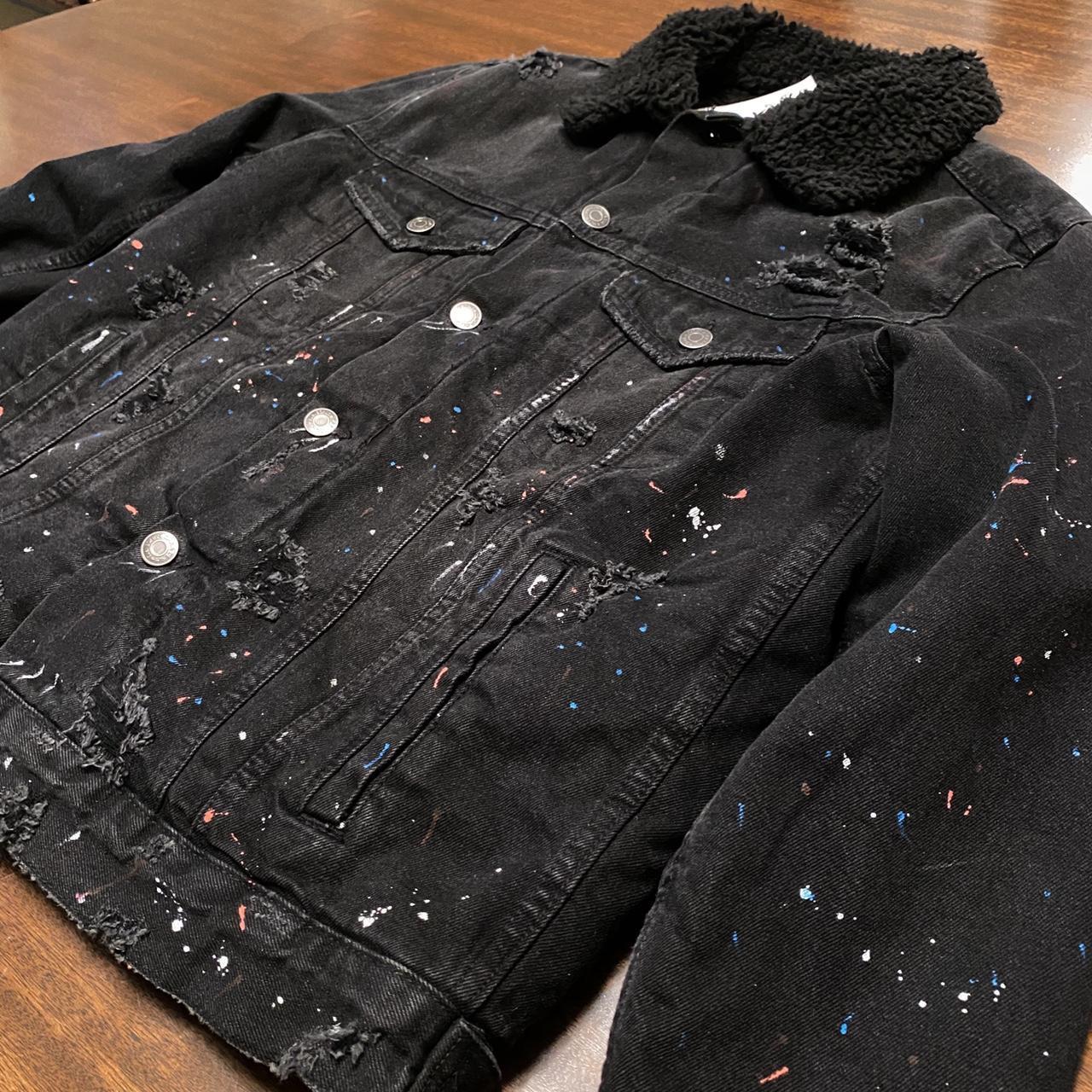 ★ZARA★ PAINT SPLATTER JACKET Zara Zara Black Paint Splatter Denim Jacket | Grailed