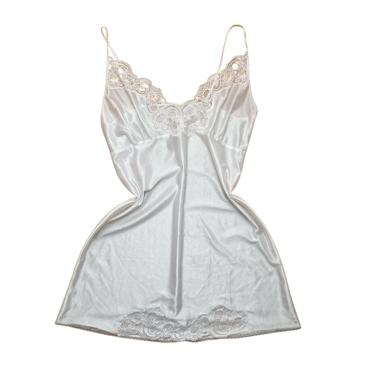 Vintage mini slip dress. Such a beautiful white... Depop