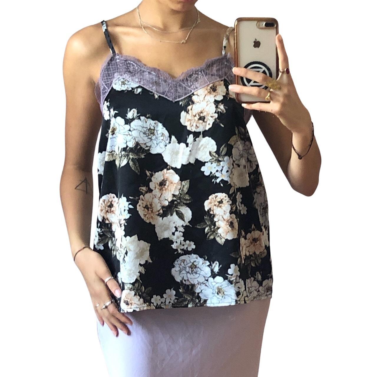 Floral Patterned Satin Cami Top Such A Cute Y2k Depop 5921