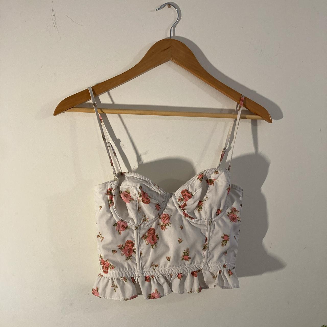 Urban outfitters corset white floral pattern in... Depop