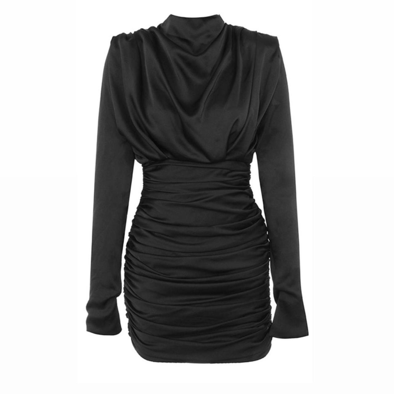 House Of CB Dress BLACK SATIN RUCHED... Depop