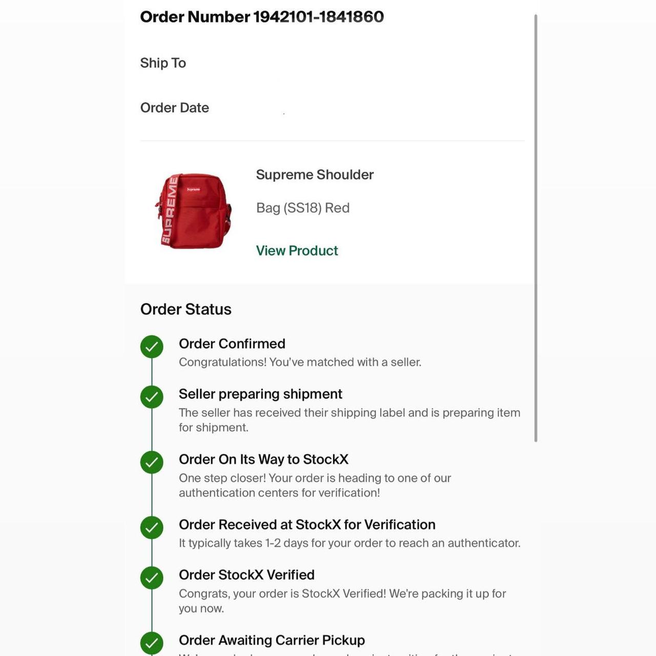 Stockx ss18 shoulder discount bag