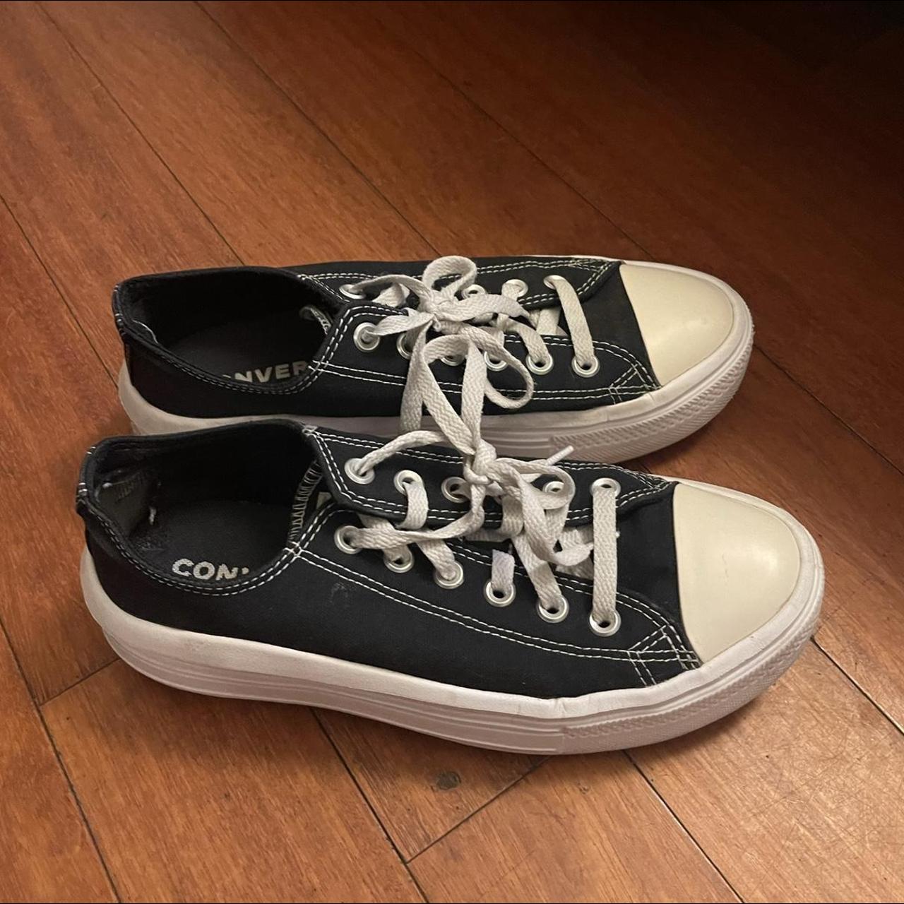 black platform converse size 9 in womens. have some... Depop