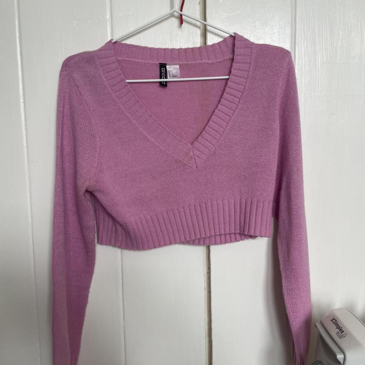 H&M pink cropped jumper size small Nice for a colder... - Depop