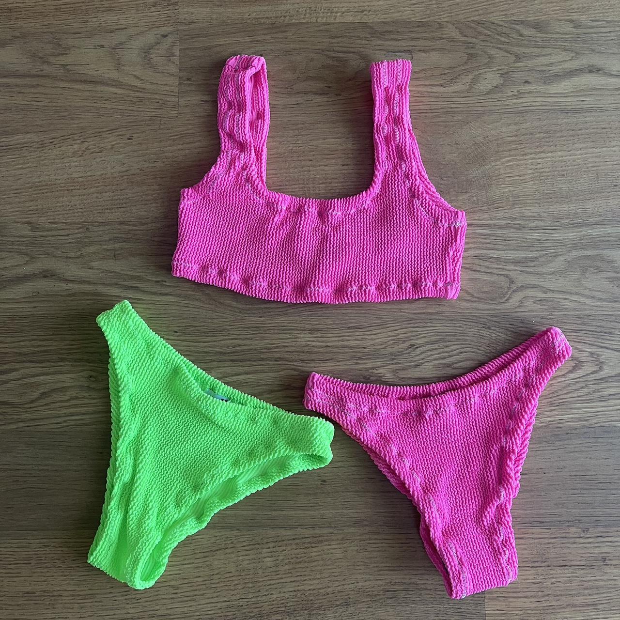 Women's Pink and Green Bikinisandtankinisets Depop