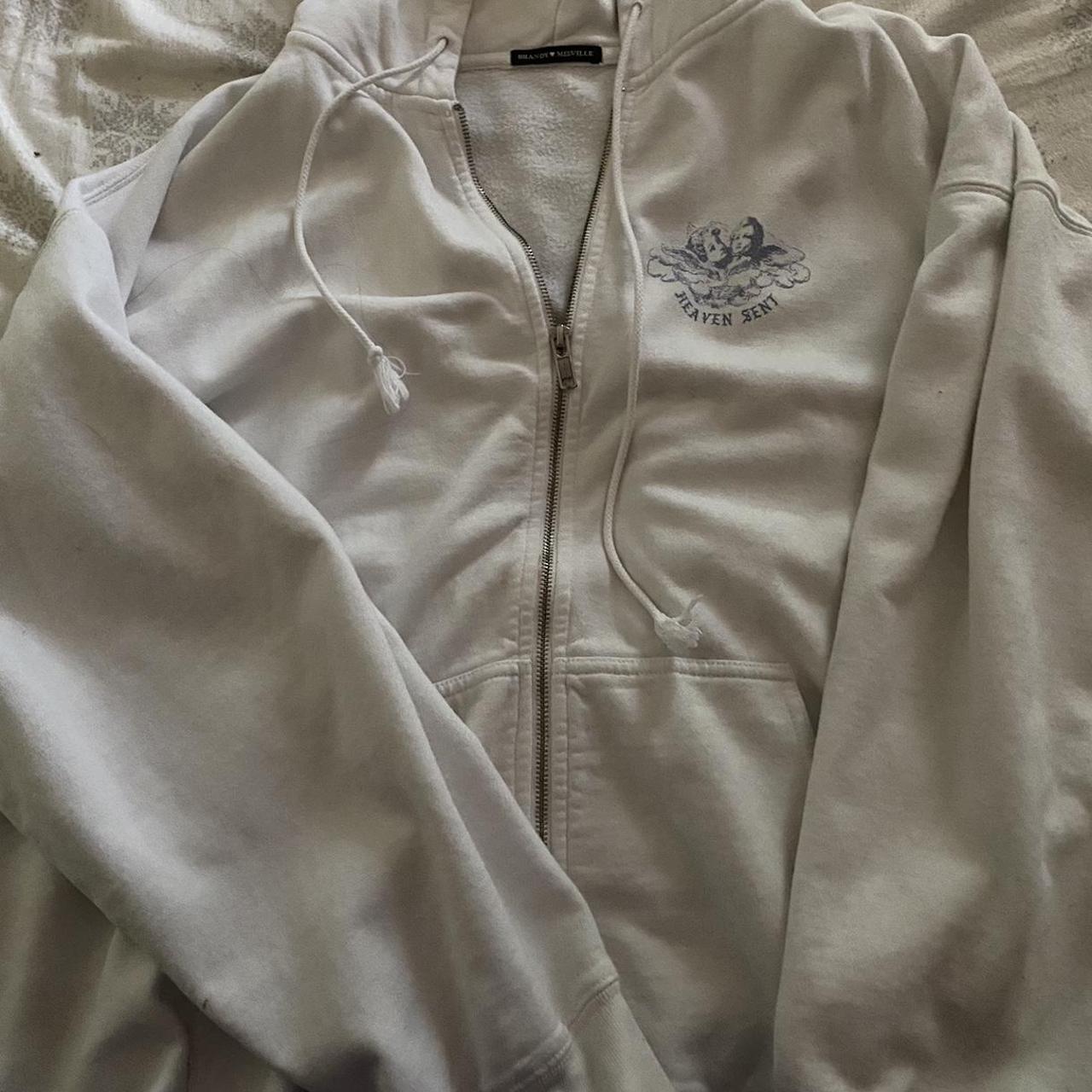 Brandy Melville angel white hoodie sweater lightly... Depop