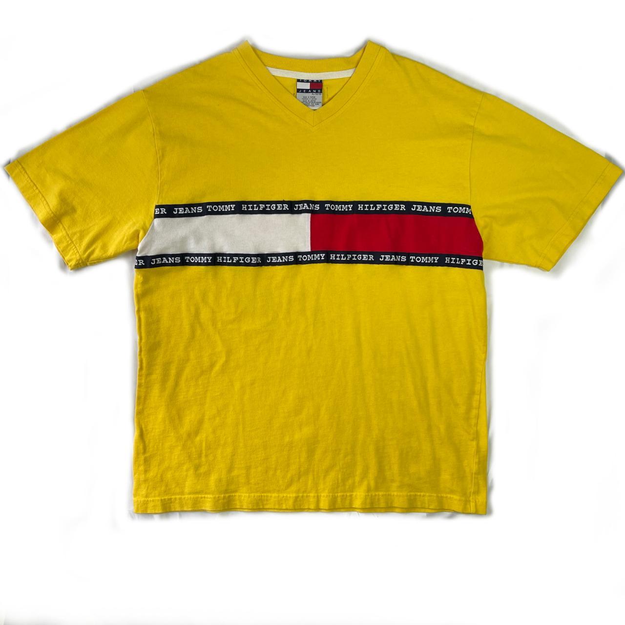 Black and yellow tommy hilfiger shirt best sale