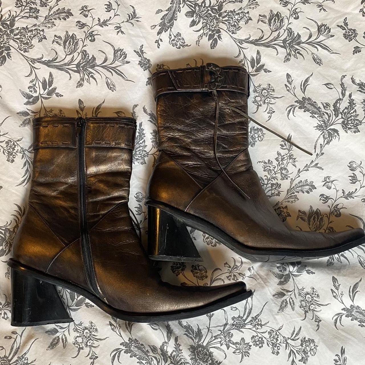 Barracuda Original Vintage Leather Boots labeled... - Depop