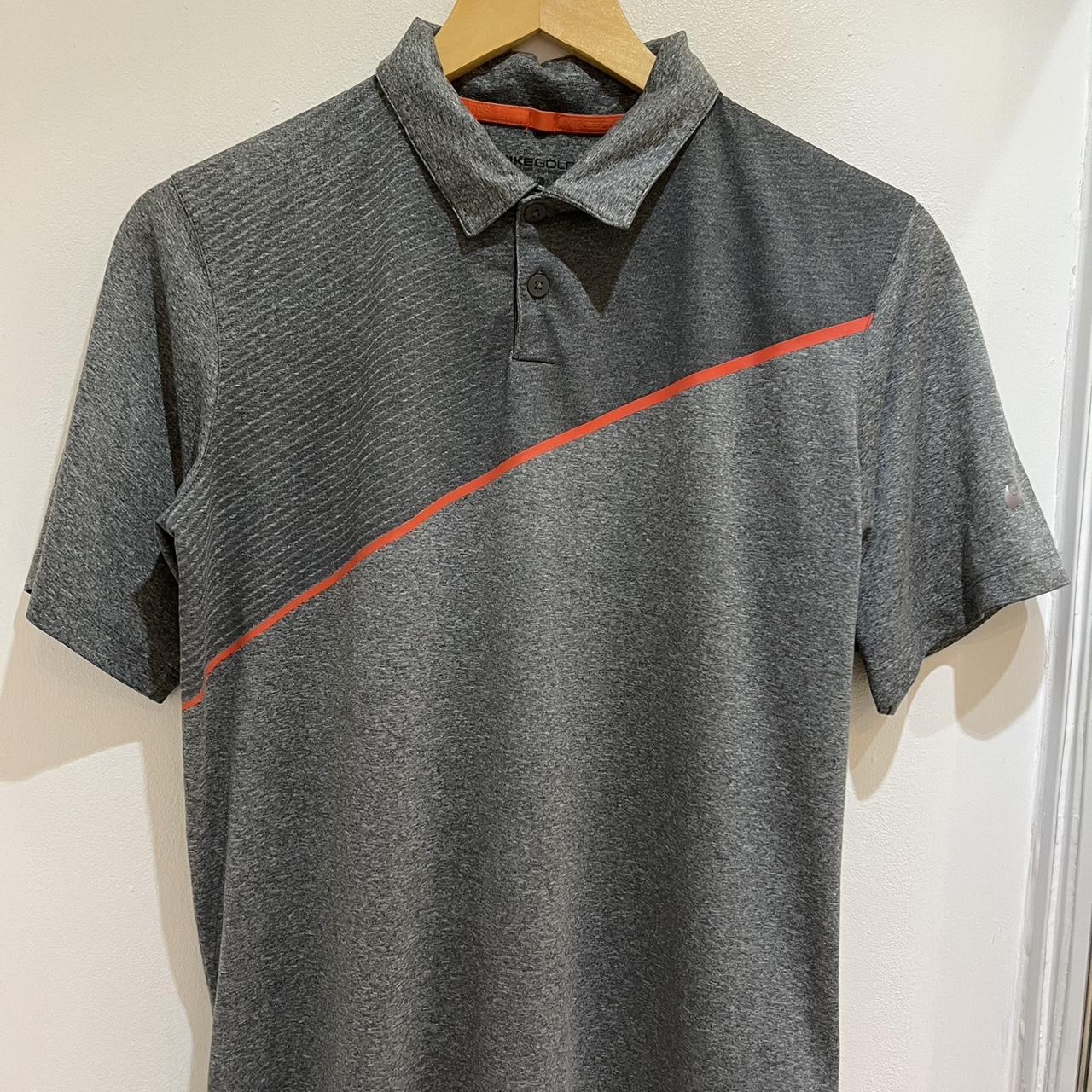 Nike Men's Grey and Orange Poloshirts Depop