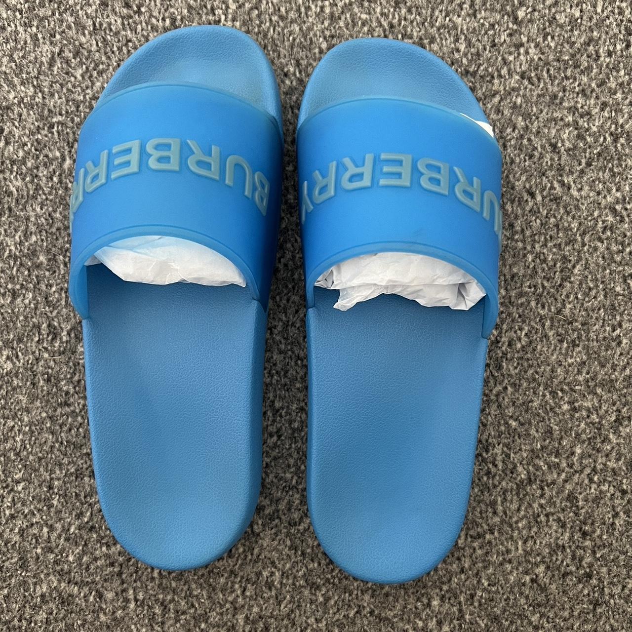 BURBERRY SLIDES BLUE UK8 RRP 290 NEW Burberry Depop