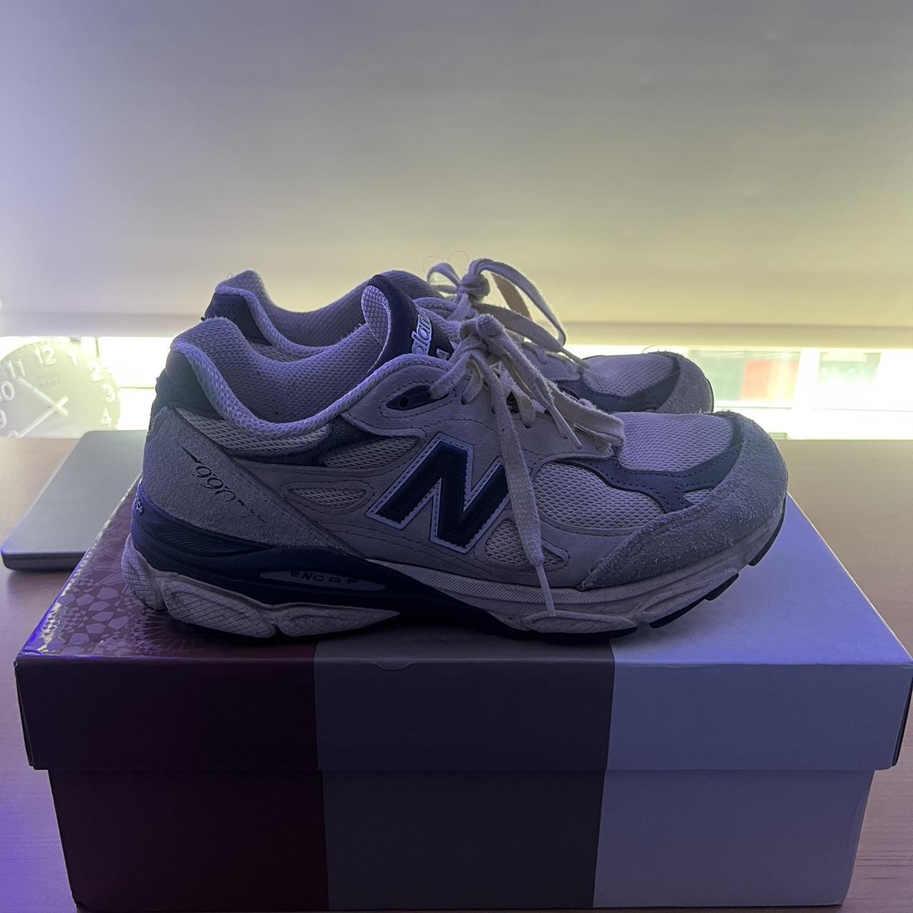 New Balance Men's White and Black Trainers Depop