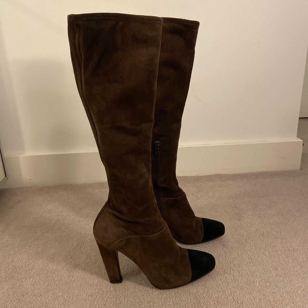 Prada Mid 2000 s suede knee high boots in neoprene. Depop