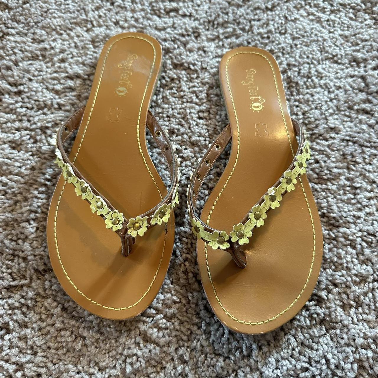 Yellow flower clearance flip flops