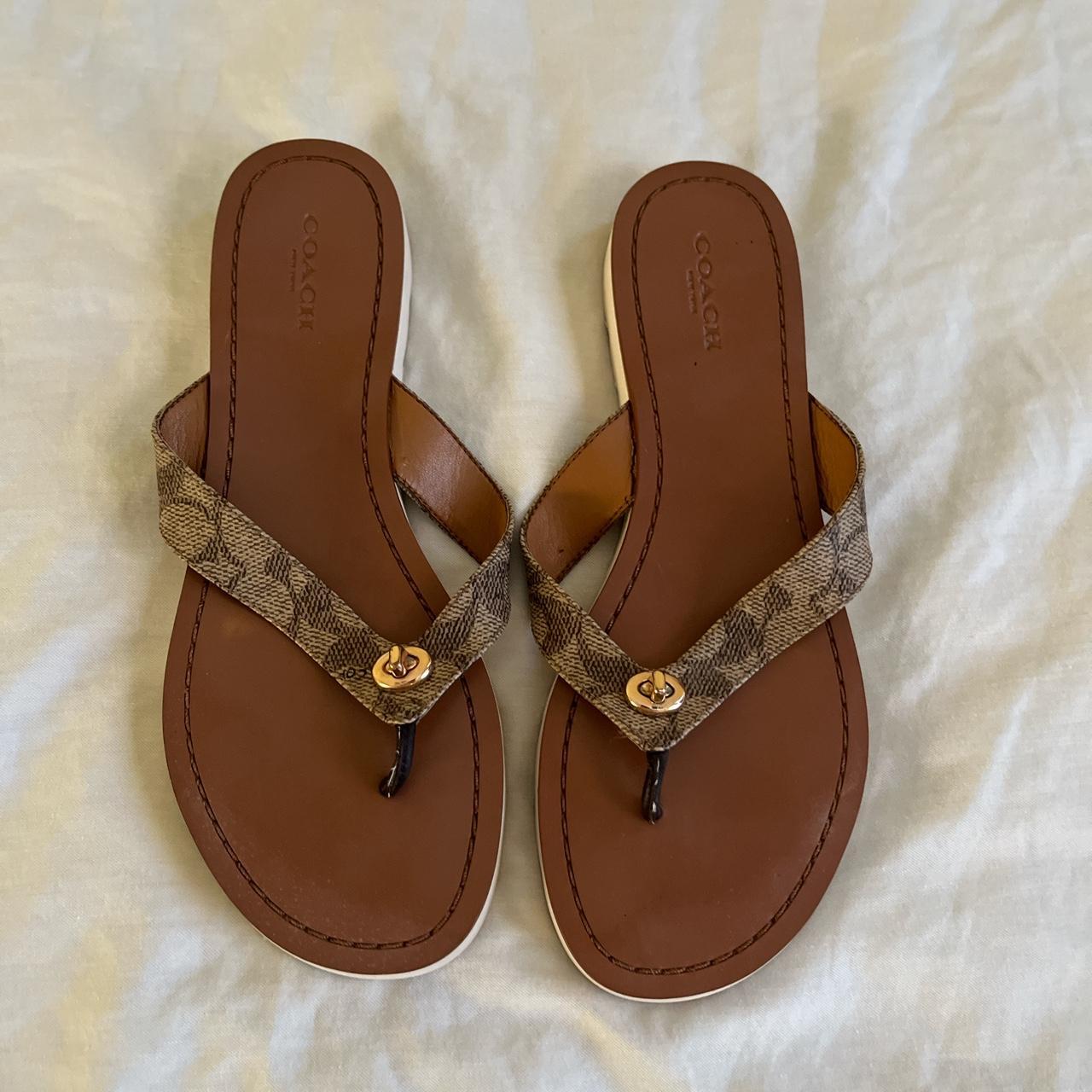 Coach sandals Tan color Great condition Some scuffs... - Depop