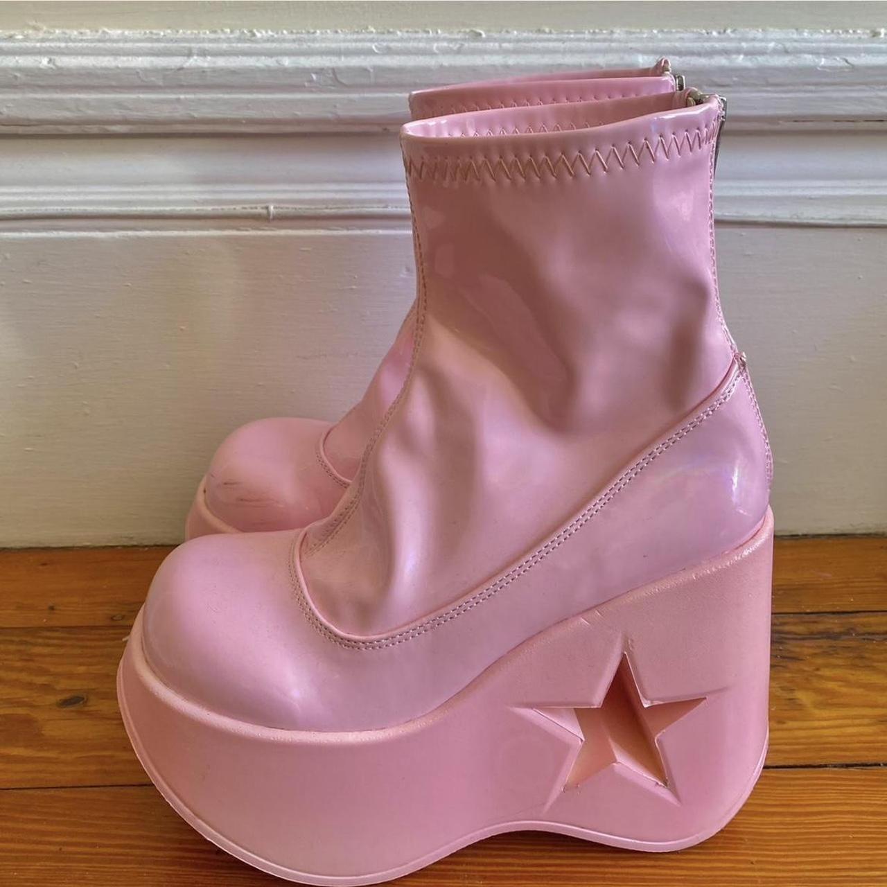 AMAZING demonia pink star boots- ONLY ONES ON DEPOP!... - Depop