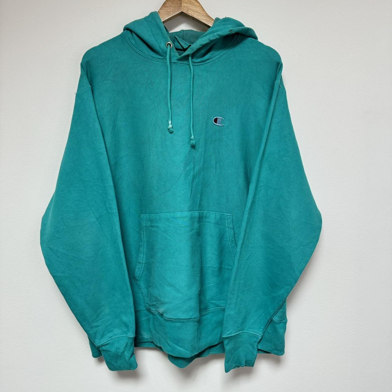 Turquoise Champion Reverse Weave Vintage Hoodie Size. Depop