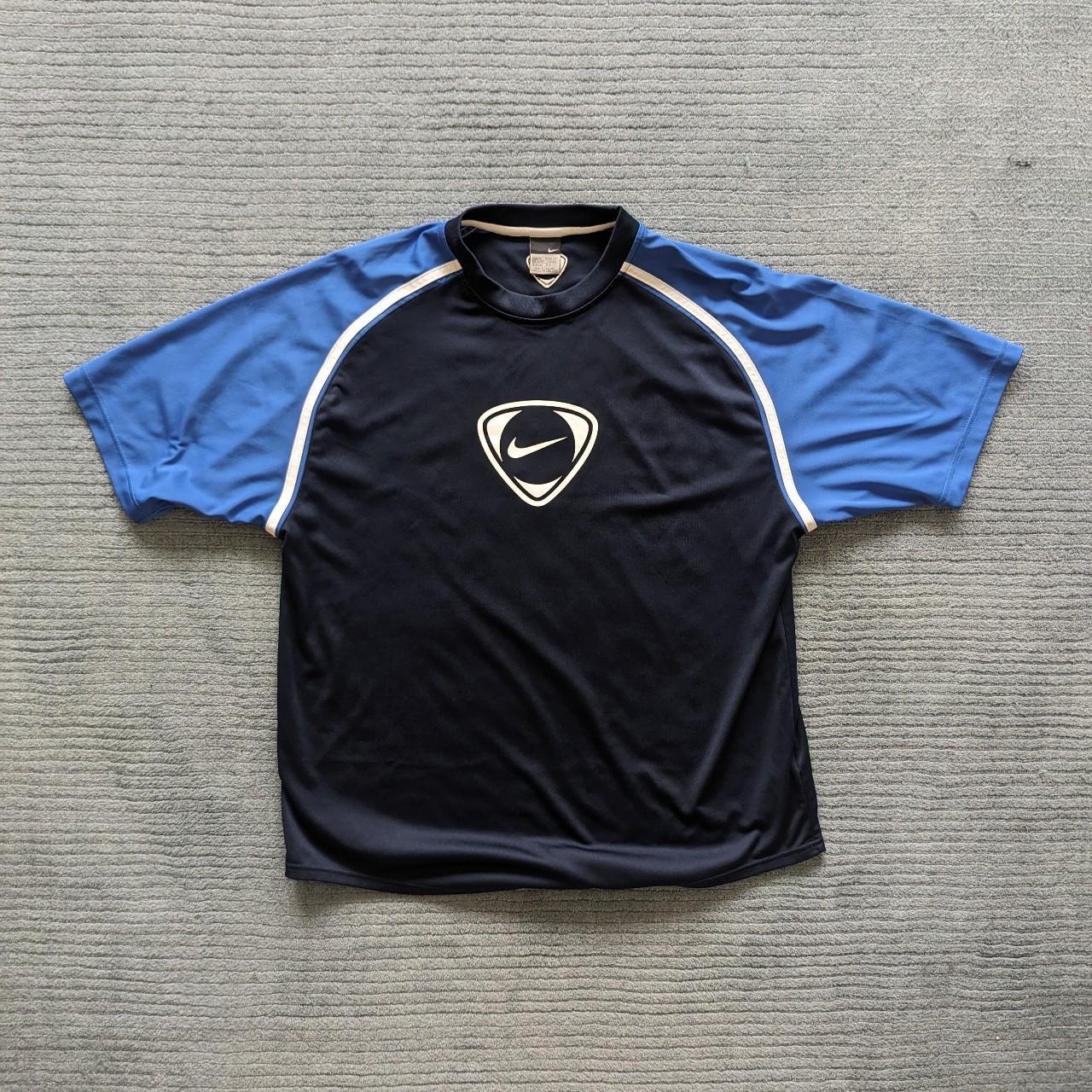 Nike centre swoosh t shirt in navy and blue. Good... - Depop